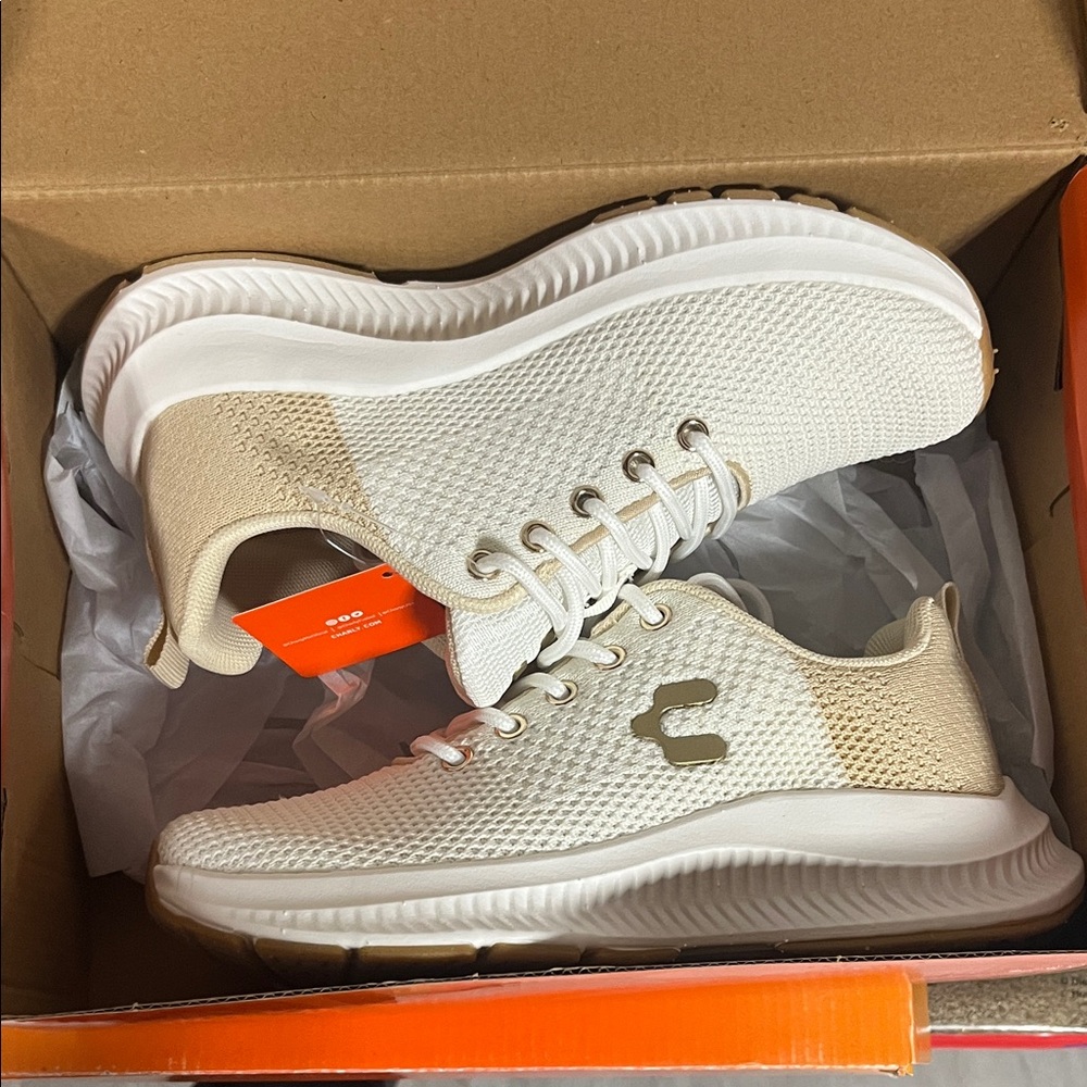 Kids Beige and White Sneakers